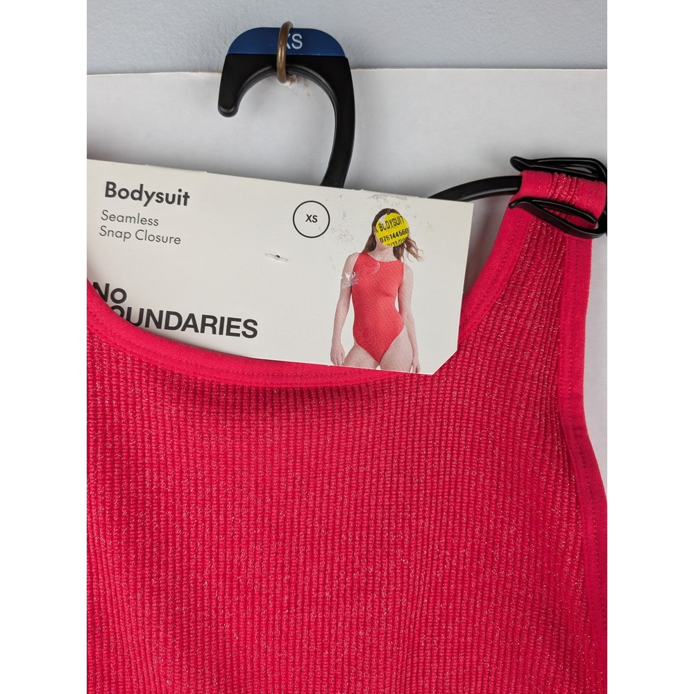 No Boundaries‎ Red Ribbed Seamless Snap Closure Tank Bodysuit Women's XS - Picture 2 of 5